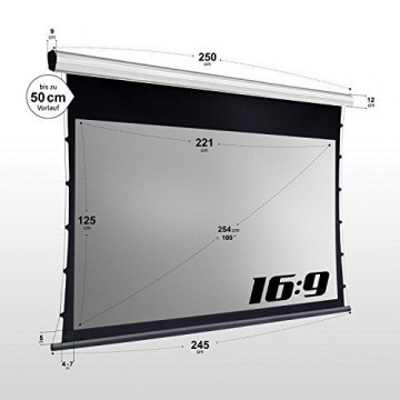 eSmart Germany Professional 3D-Tension-Leinwand TATENSO SILBER | Gesamtbreite 250 cm | Darstellungsfläche 221 x 125 cm (100