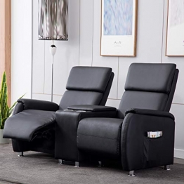 Lifestyle For Home Kinosofa 2 Sitzer Relaxchair Fernsehsessel Cinema Sofa Sessel schwarz verstellbar mit Getränkehalter - 1